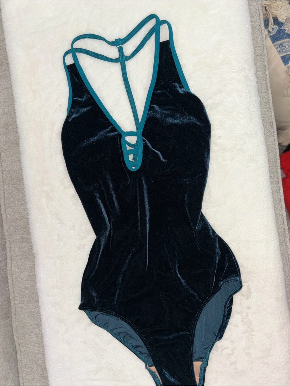 Eleve Dancewear Teal-Trim Velvet Leotard